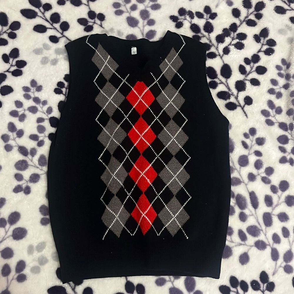 Black plaid vest
